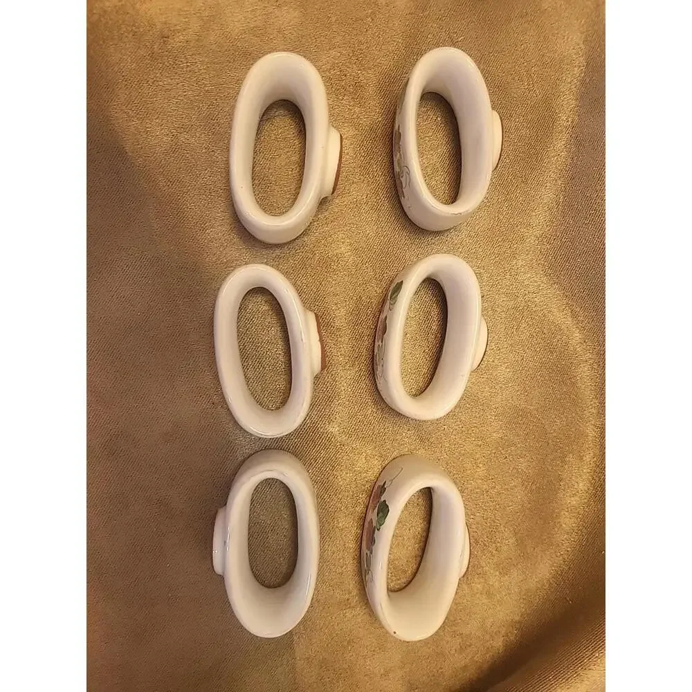 Herend Village Pottery Set Of 6 Hand Painted Vintage Berry Napkin Rings